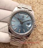 EW Factory Day Date Swiss Presidential Rolex Watch For Men - Ice Blue Diamond Watch 